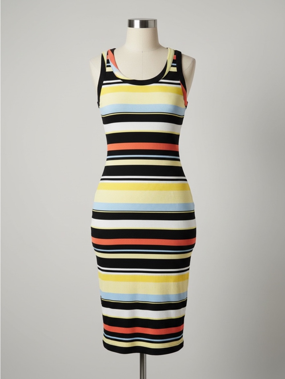 Women’s Striped Ribbed Midi Dress - Size: L (11-13)